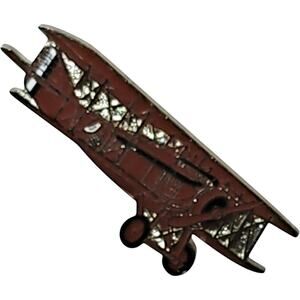 Rickenbacher Bi-Plane Hat Lapel Brooch Pin, Rubber Back, Vintage Aviation Design